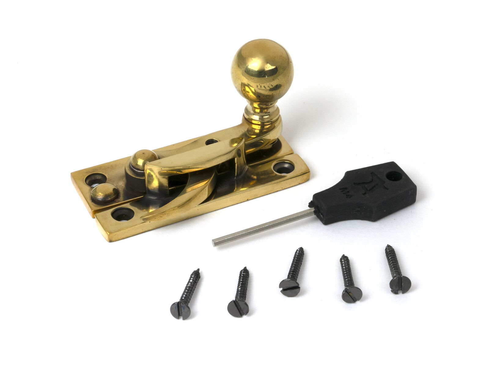 aged brass sash hook fastener