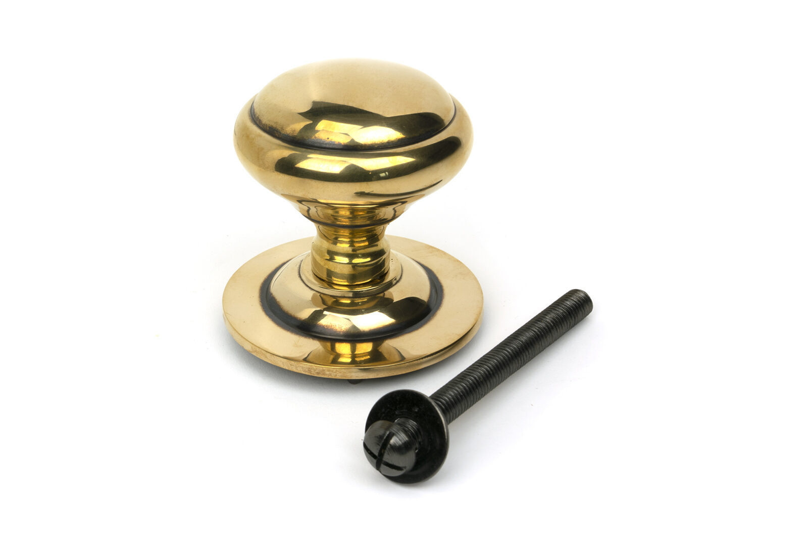 aged brass round centre door knob