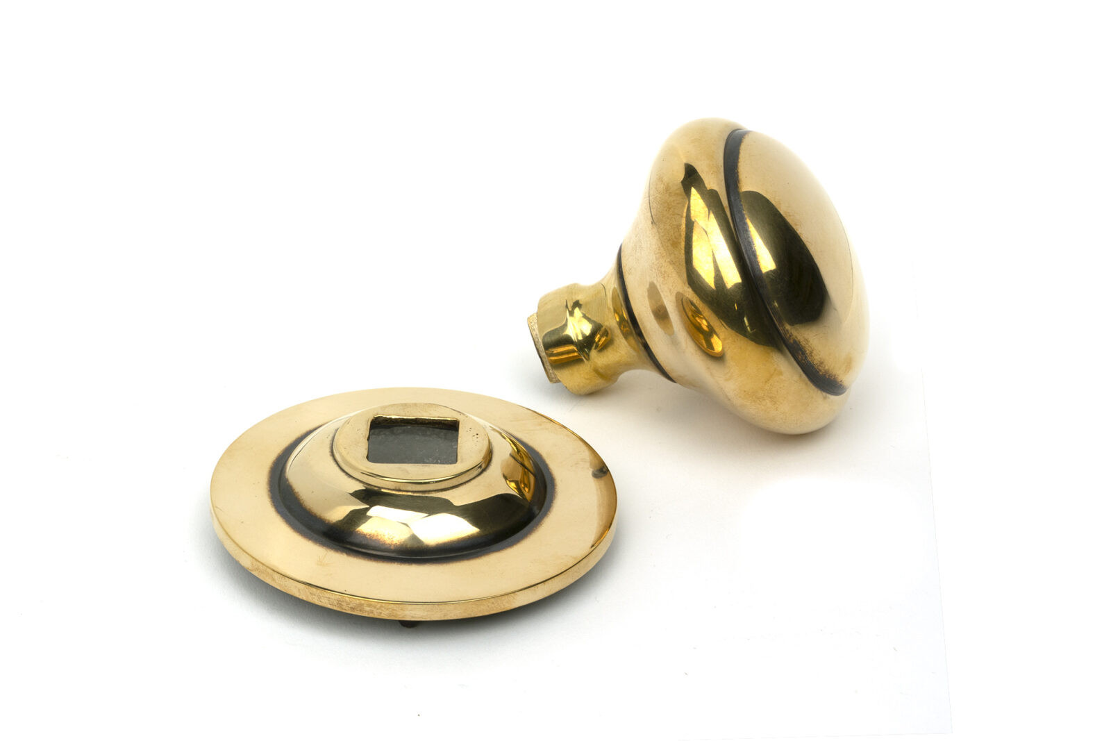 aged brass round centre door knob