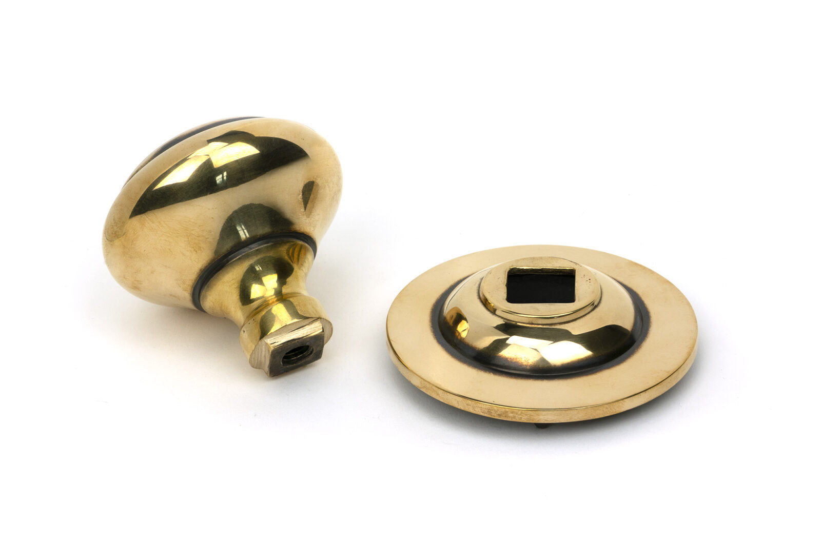 aged brass round centre door knob