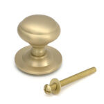 satin brass round centre door knob
