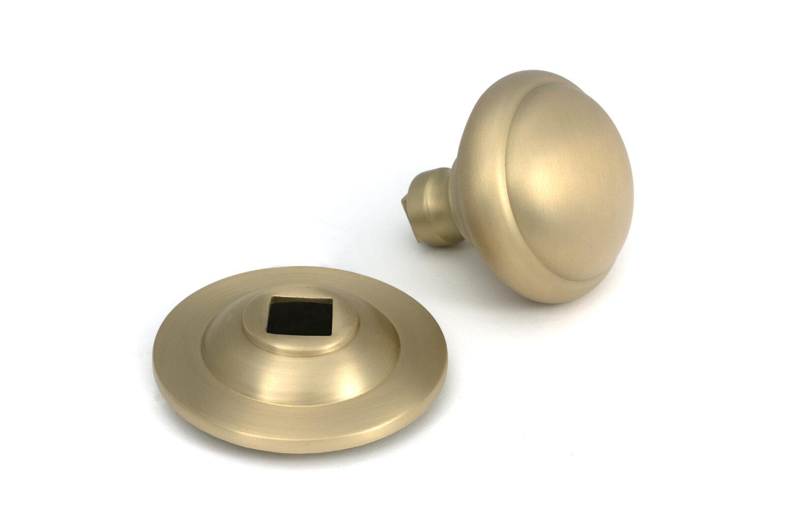 satin brass round centre door knob
