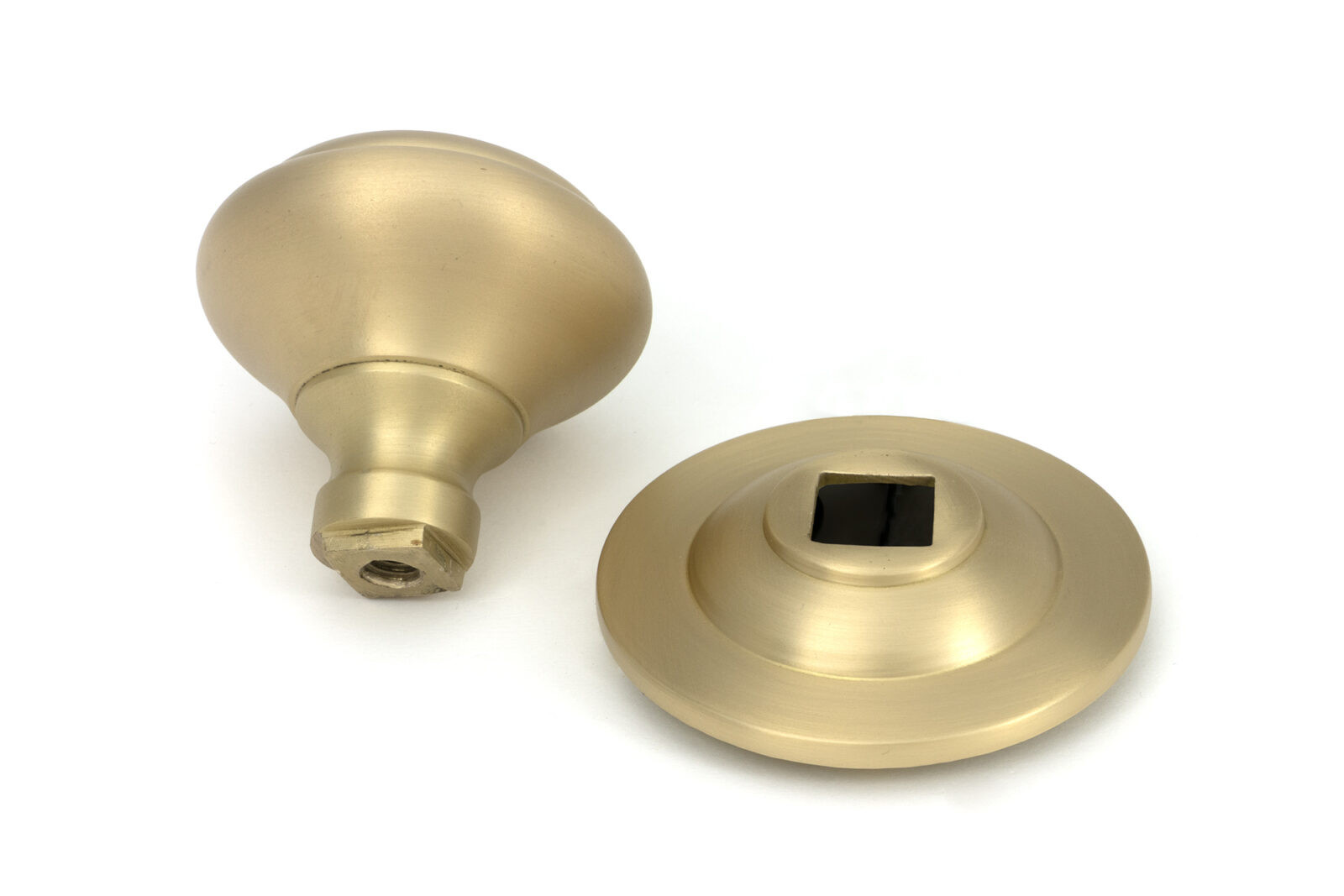 satin brass round centre door knob