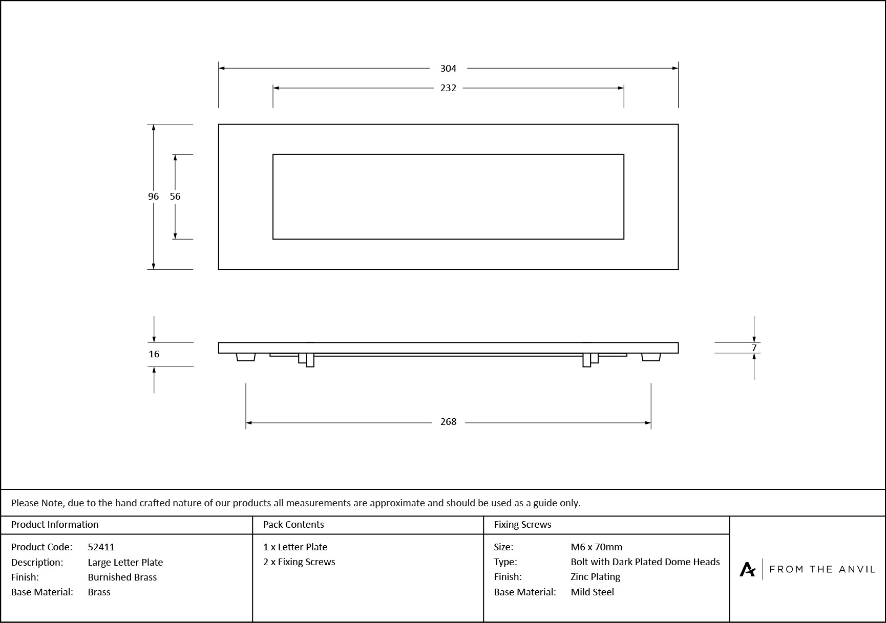 burnished brass large letter plate