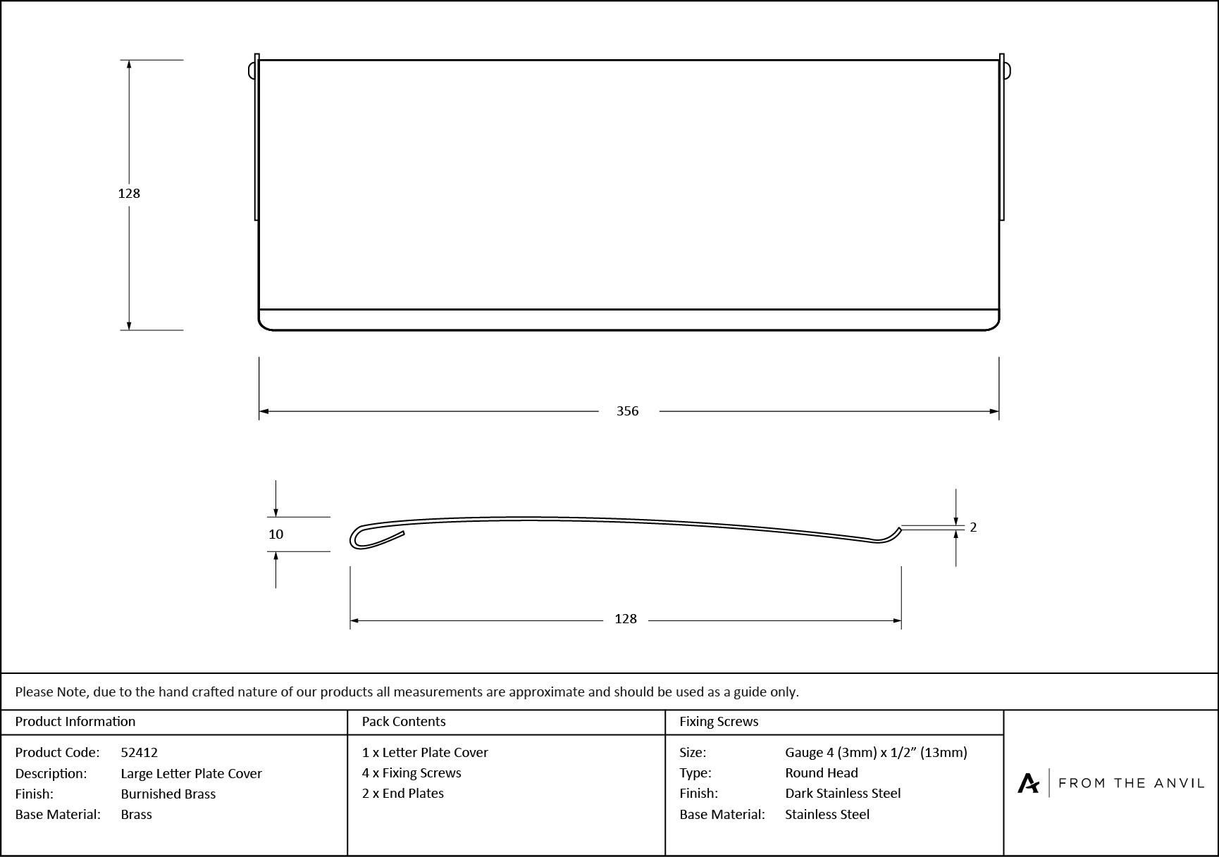 burnished brass large letter plate cover