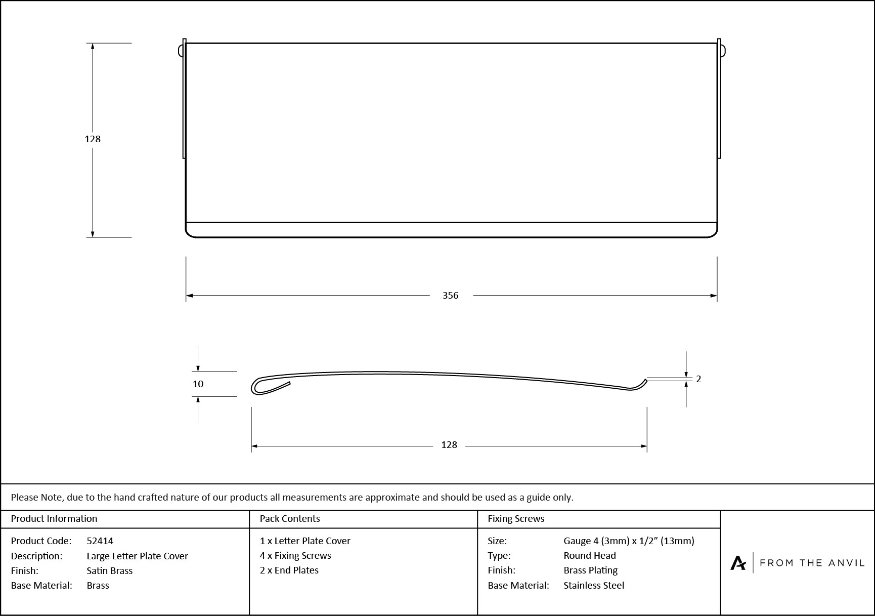 satin brass large letter plate cover