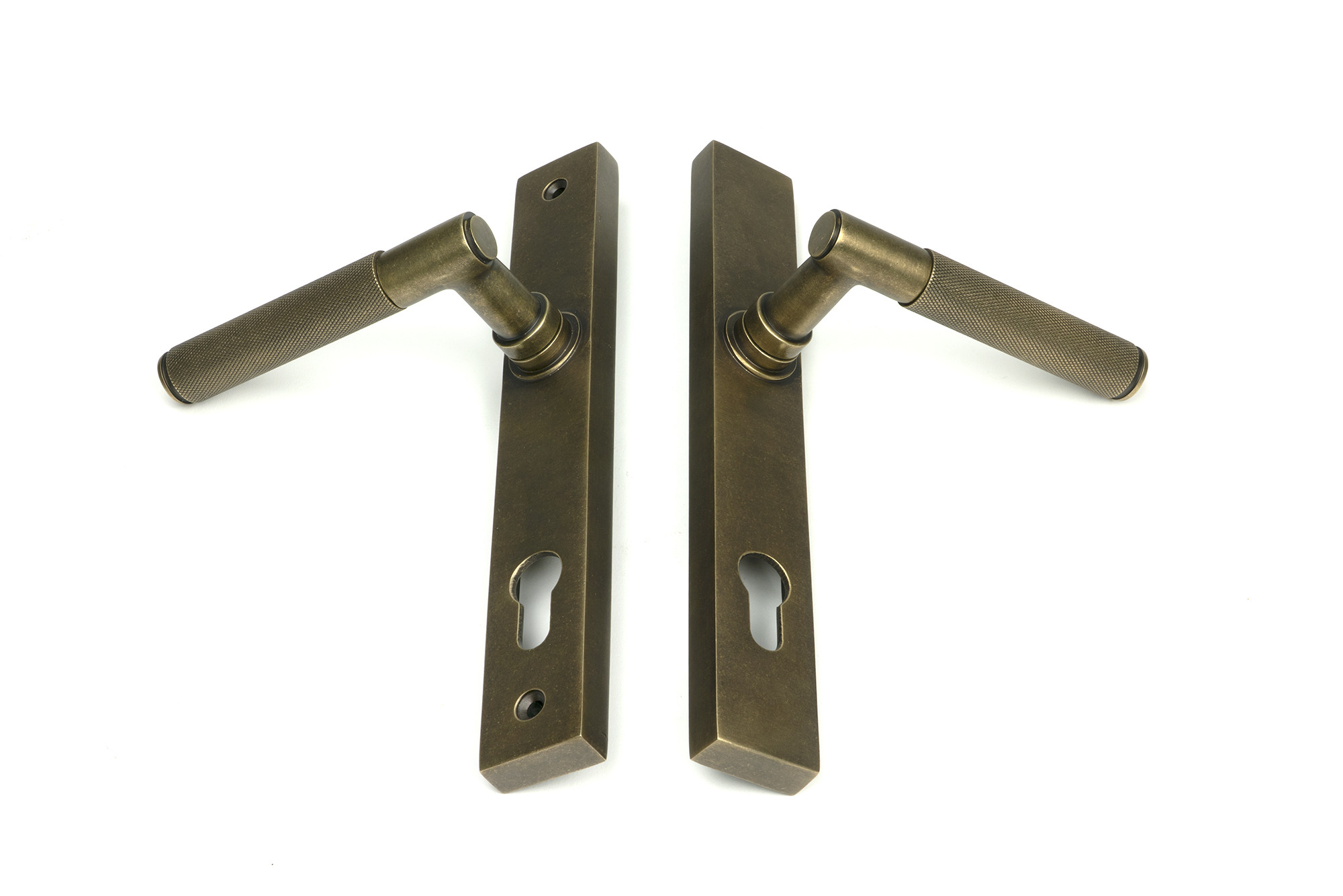 burnished brass brompton slimline lever espag. lock set