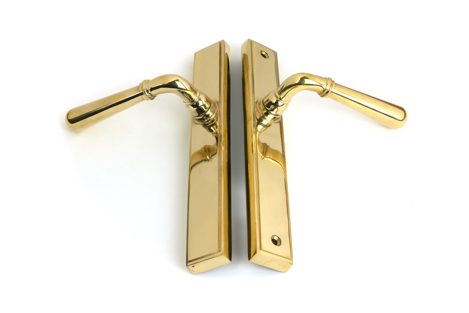 polished brass newbury slimline lever espag. latch set