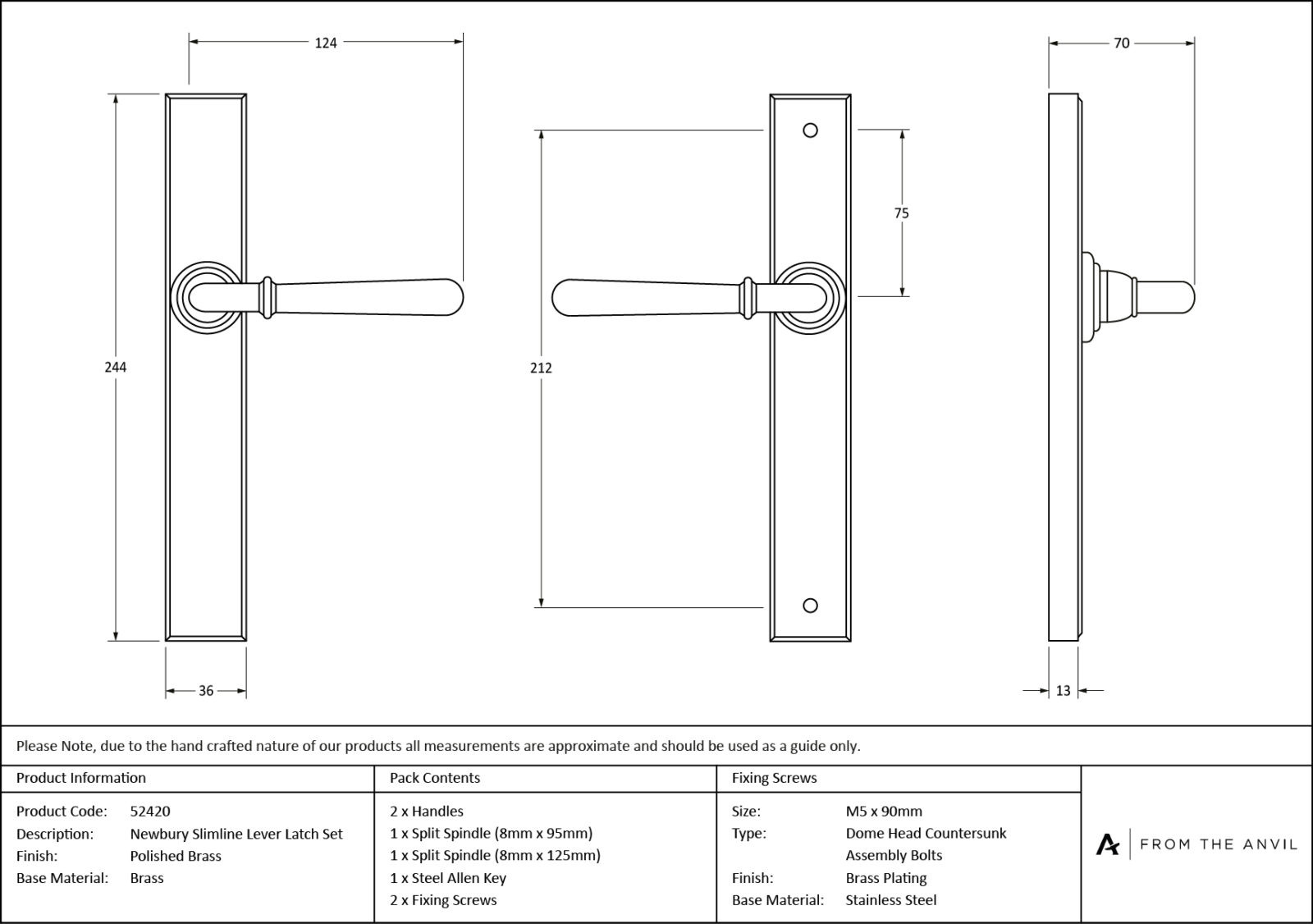 polished brass newbury slimline lever espag. latch set