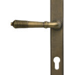 burnished brass reeded slimline lever espag. lock set