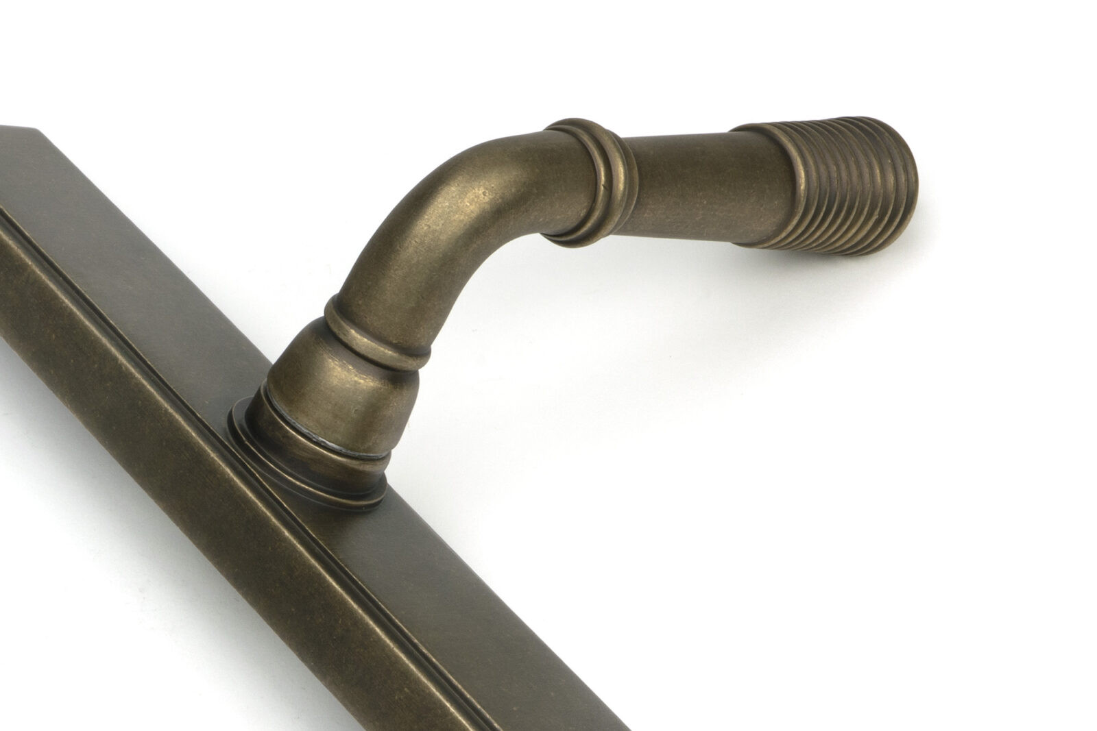 burnished brass reeded slimline lever espag. lock set