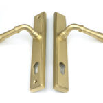 satin brass reeded slimline lever espag. lock set
