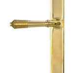 polished brass reeded slimline lever latch set