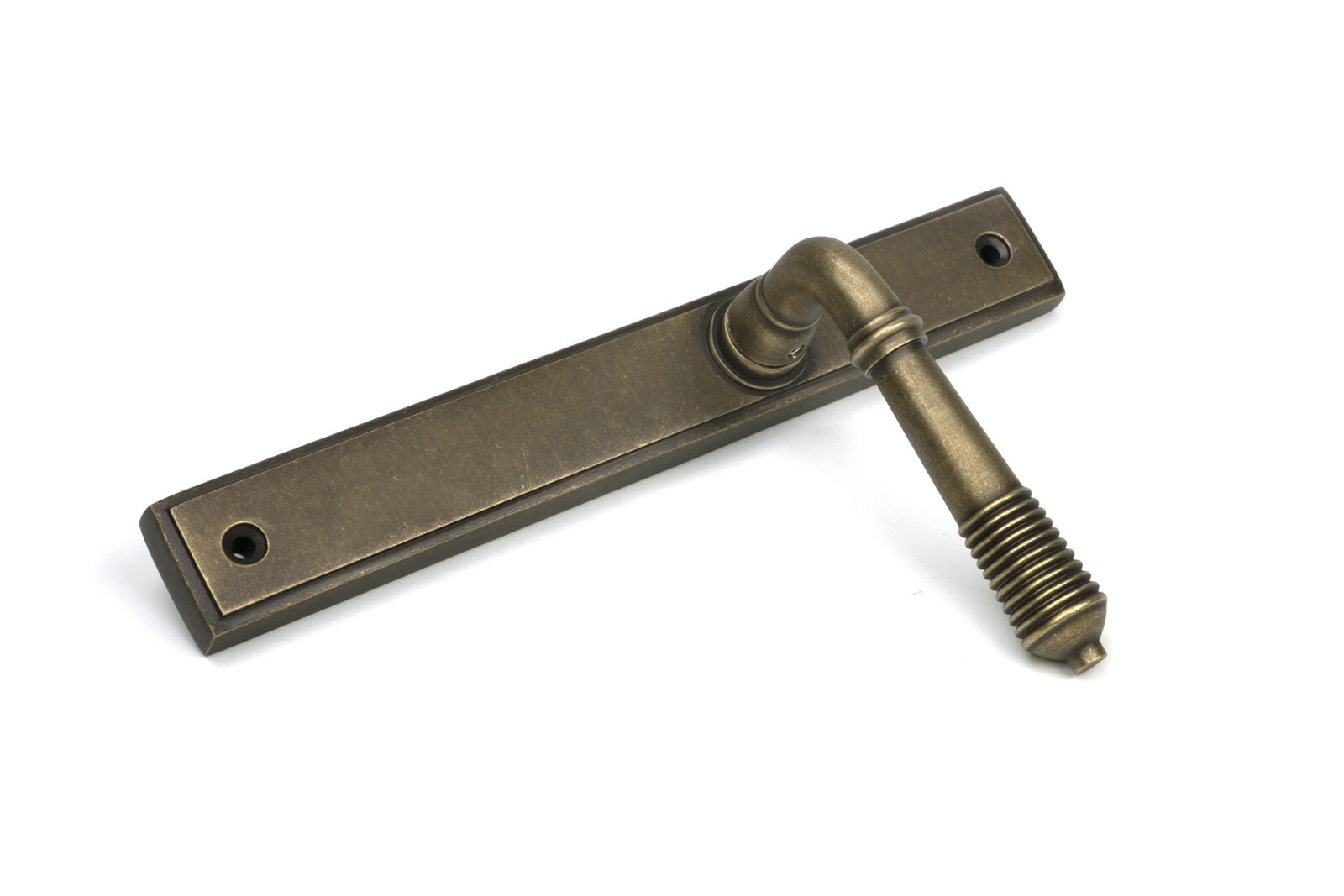 burnished brass reeded slimline lever latch set
