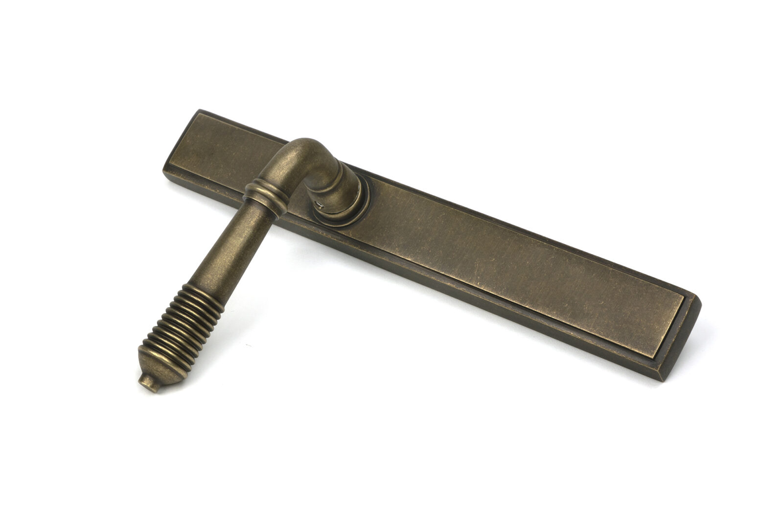 burnished brass reeded slimline lever latch set