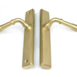 satin brass reeded slimline lever latch set