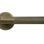 burnished brass brompton lever on rose set (plain)