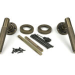 burnished brass brompton lever on rose set (plain)