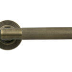 burnished brass brompton lever on rose set (beehive)