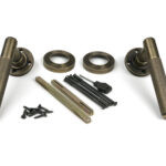 burnished brass brompton lever on rose set (beehive)