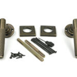 burnished brass brompton lever on rose set (square)