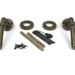 burnished brass newbury lever on rose set (plain)