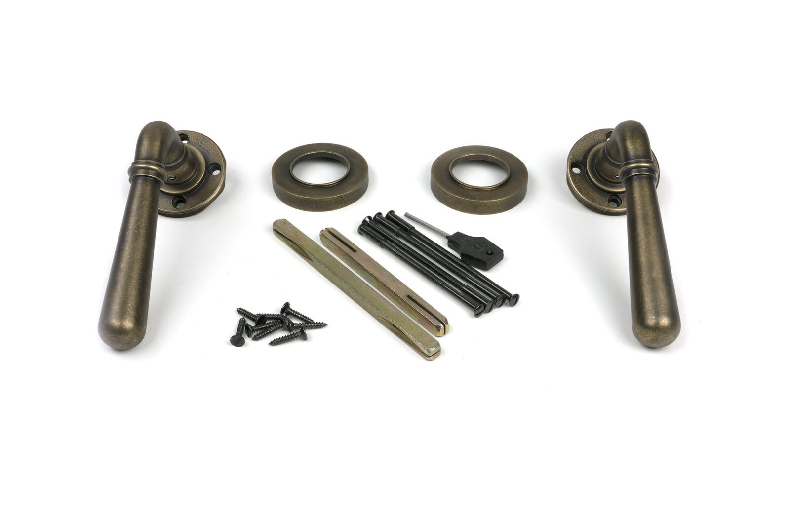 burnished brass newbury lever on rose set (plain)