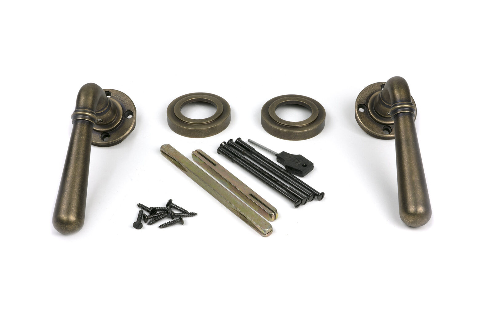 burnished brass newbury lever on rose set (art deco)