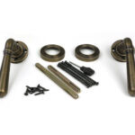 burnished brass newbury lever on rose set (beehive)