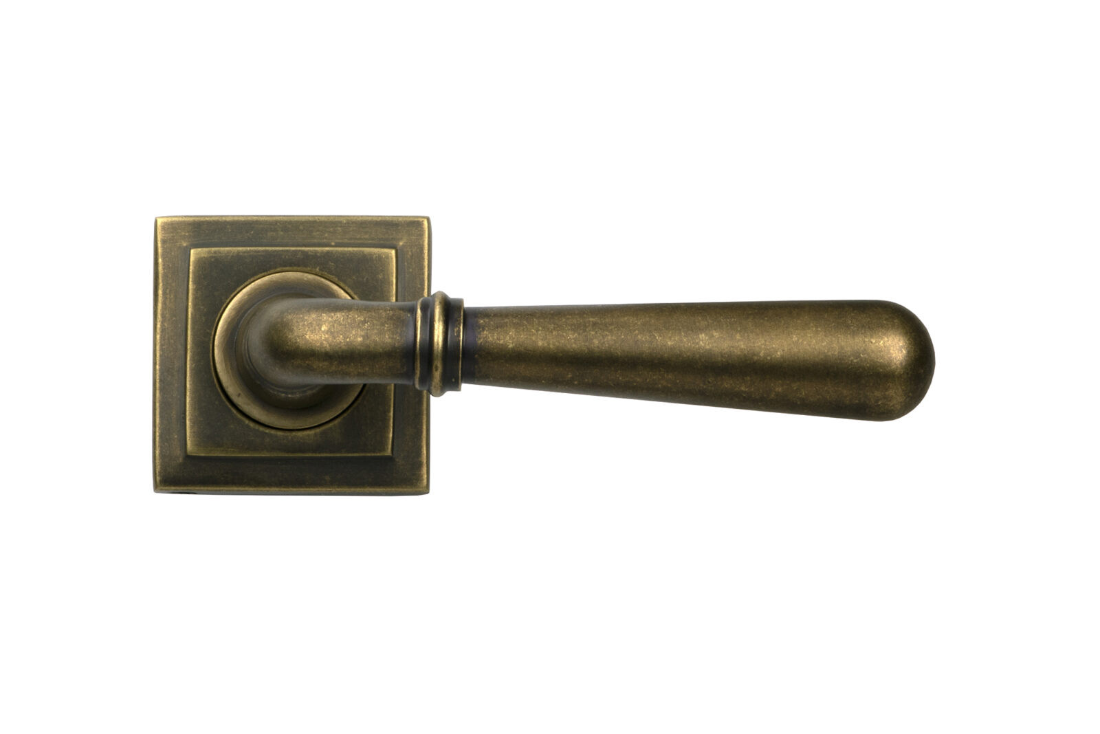 burnished brass newbury lever on rose set (square)