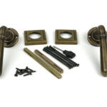 burnished brass newbury lever on rose set (square)