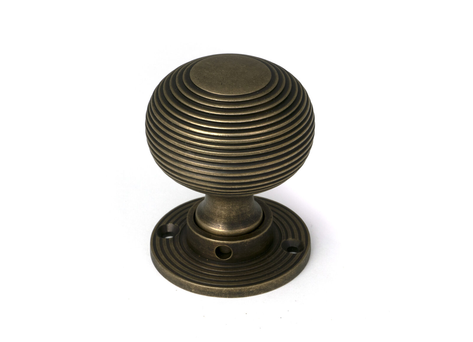 burnished brass heavy beehive mortice/rim knob set