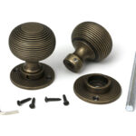 burnished brass heavy beehive mortice/rim knob set