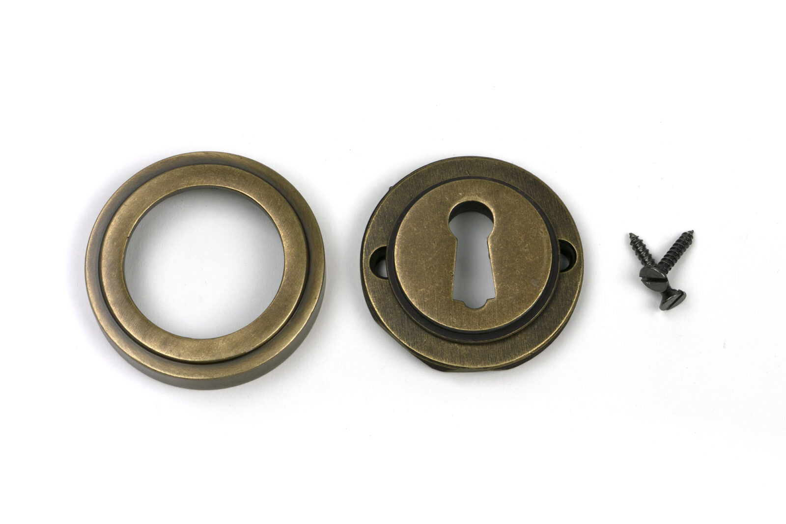 burnished brass round escutcheon (art deco)
