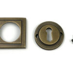 burnished brass round escutcheon (square)
