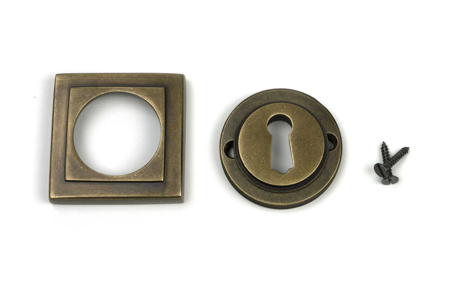 burnished brass round escutcheon (square)