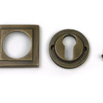 burnished brass round euro escutcheon (square)