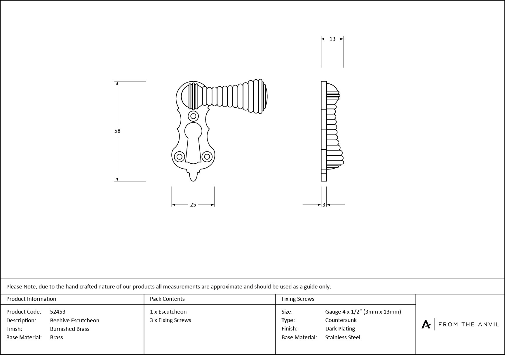 burnished brass beehive escutcheon