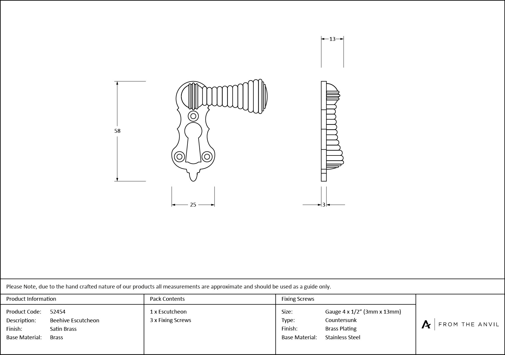 satin brass beehive escutcheon
