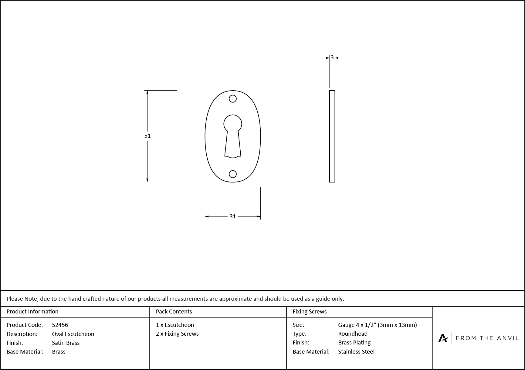 satin brass oval escutcheon