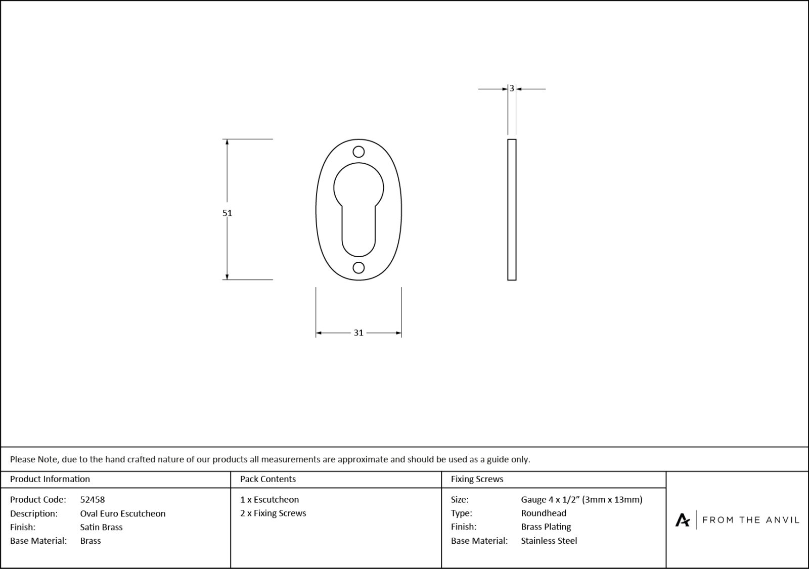satin brass oval euro escutcheon