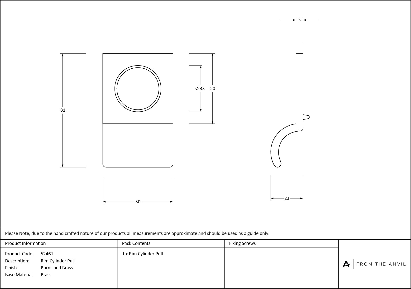 burnished brass rim cylinder pull