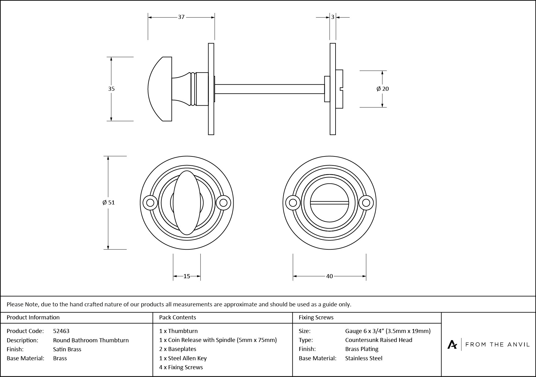 satin brass round bathroom thumbturn