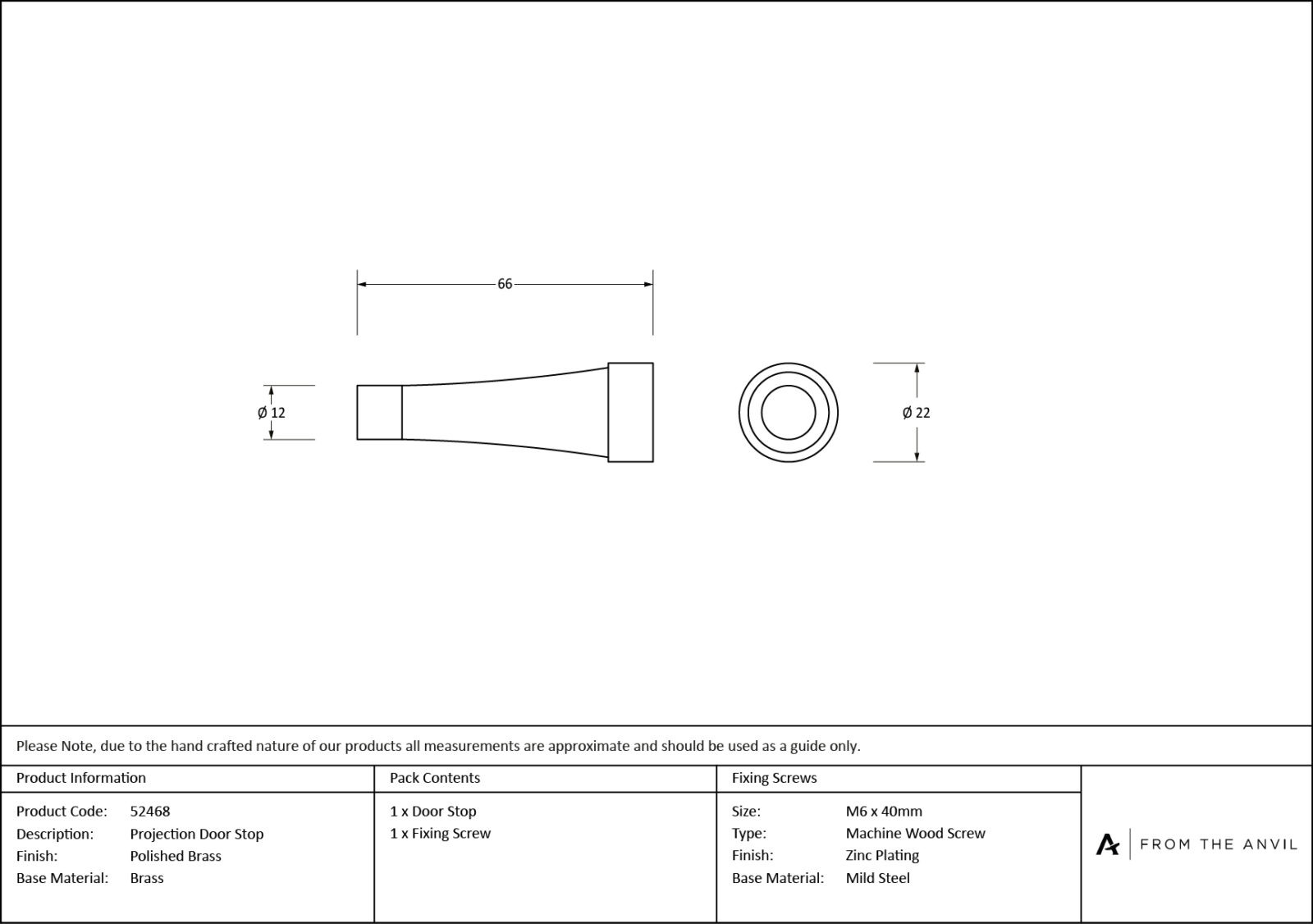 polished brass projection door stop