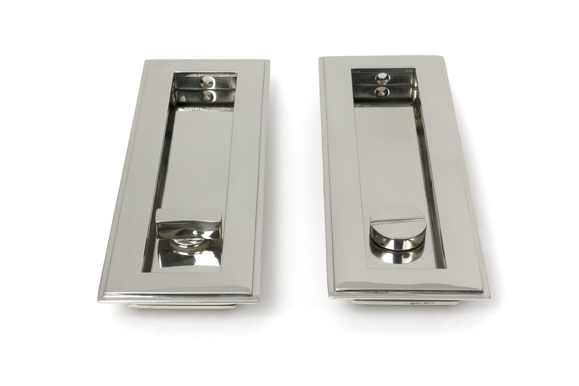 polished marine ss (316) 175mm art deco rectangular pull privacy set