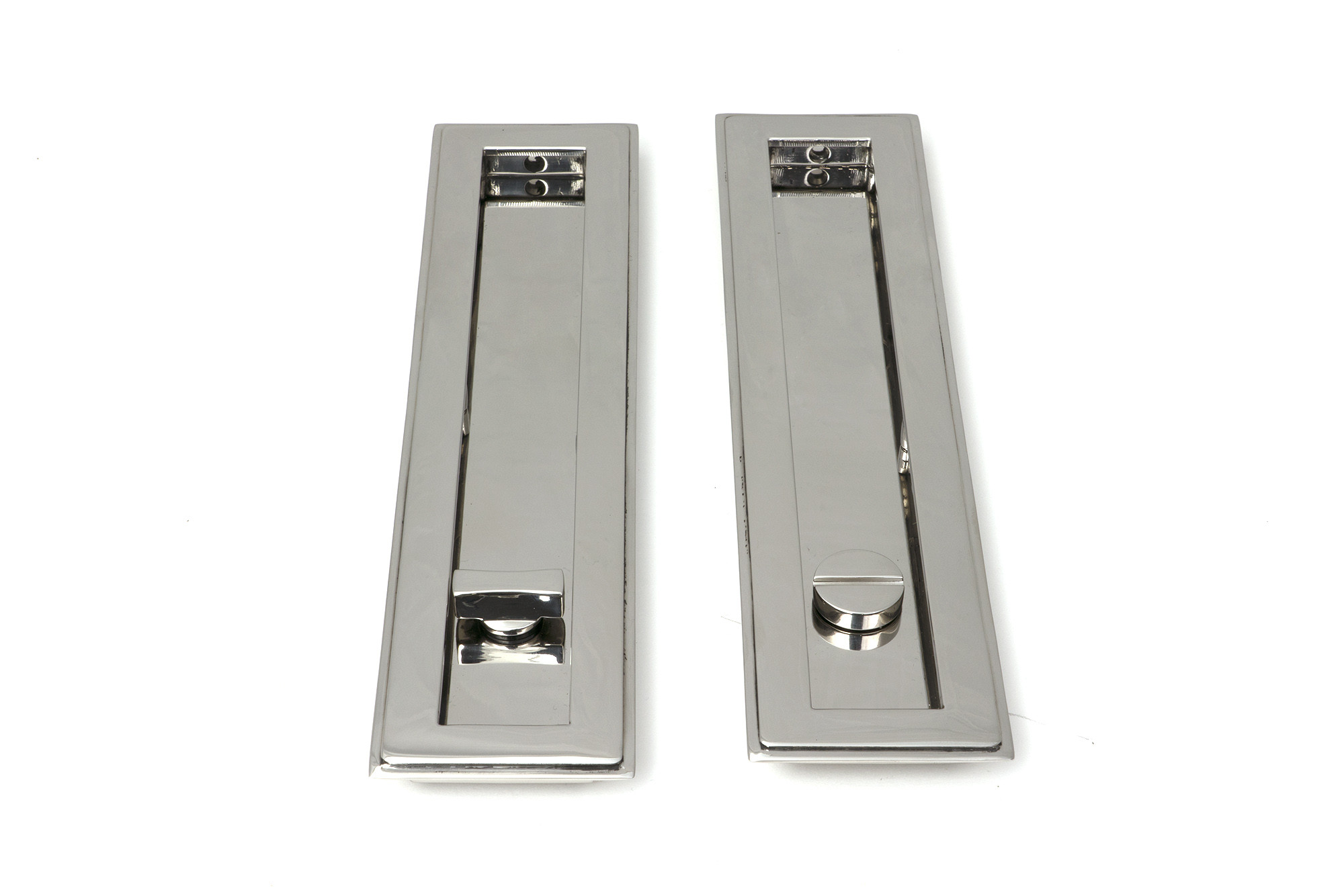 polished marine ss (316) 250mm art deco rectangular pull privacy set