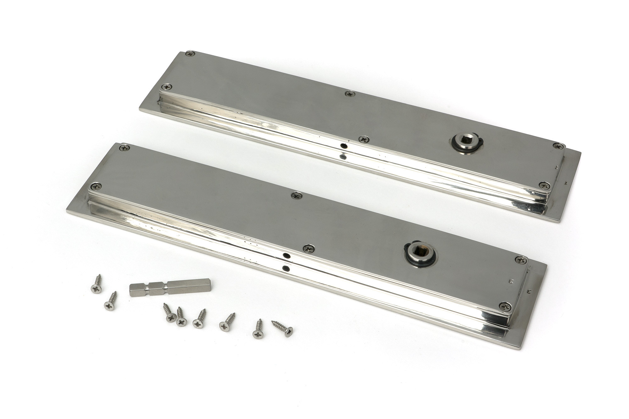 polished marine ss (316) 250mm art deco rectangular pull privacy set