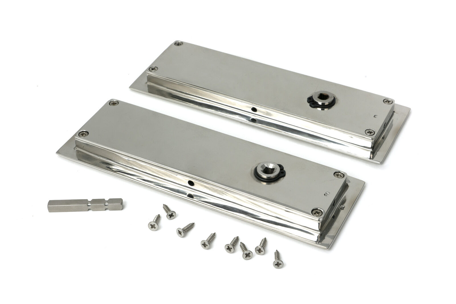 polished marine ss (316) 175mm plain rectangular pull privacy set