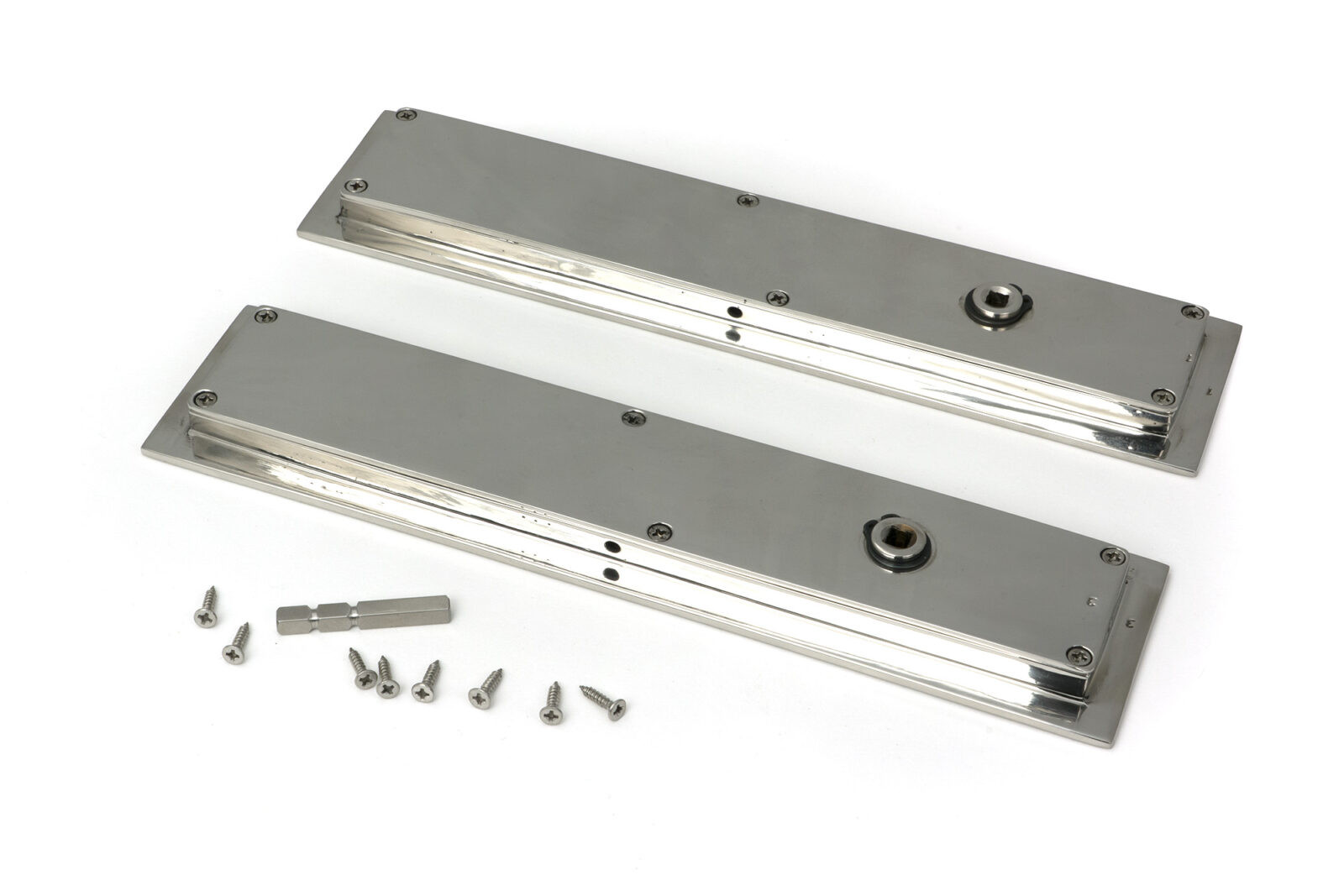 polished marine ss (316) 250mm plain rectangular pull privacy set