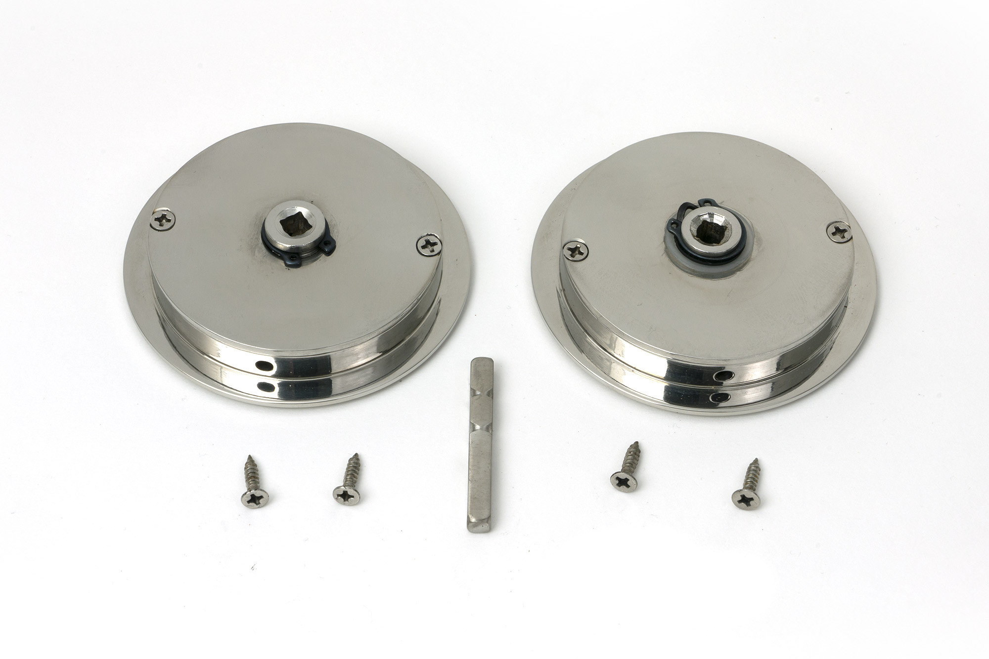 polished marine ss (316) 75mm art deco round pull privacy set